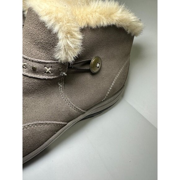 Easy Spirit Women’s Winter Booties Gray Suede Fur Lined Ankle Boots Size 10 - Picture 6 of 9